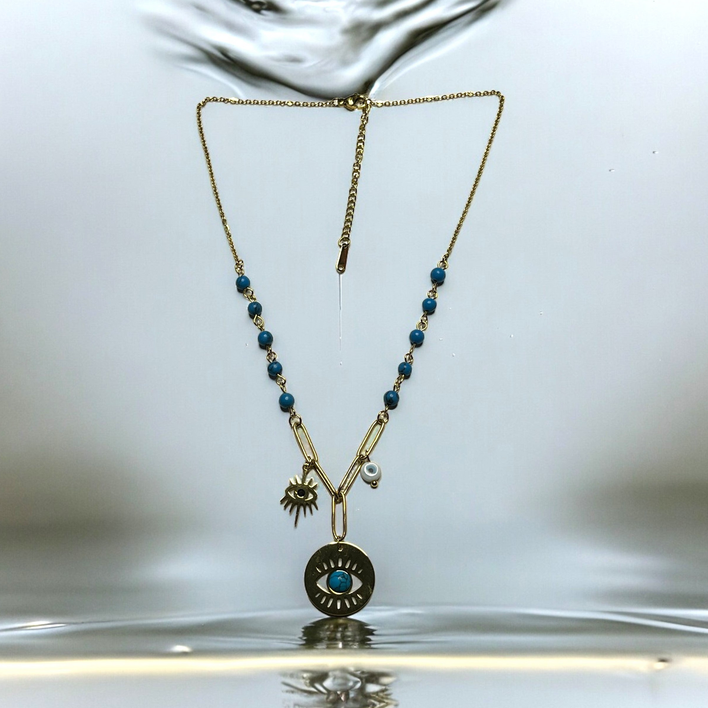 SS Evil Eye Single Chain Charm Necklace