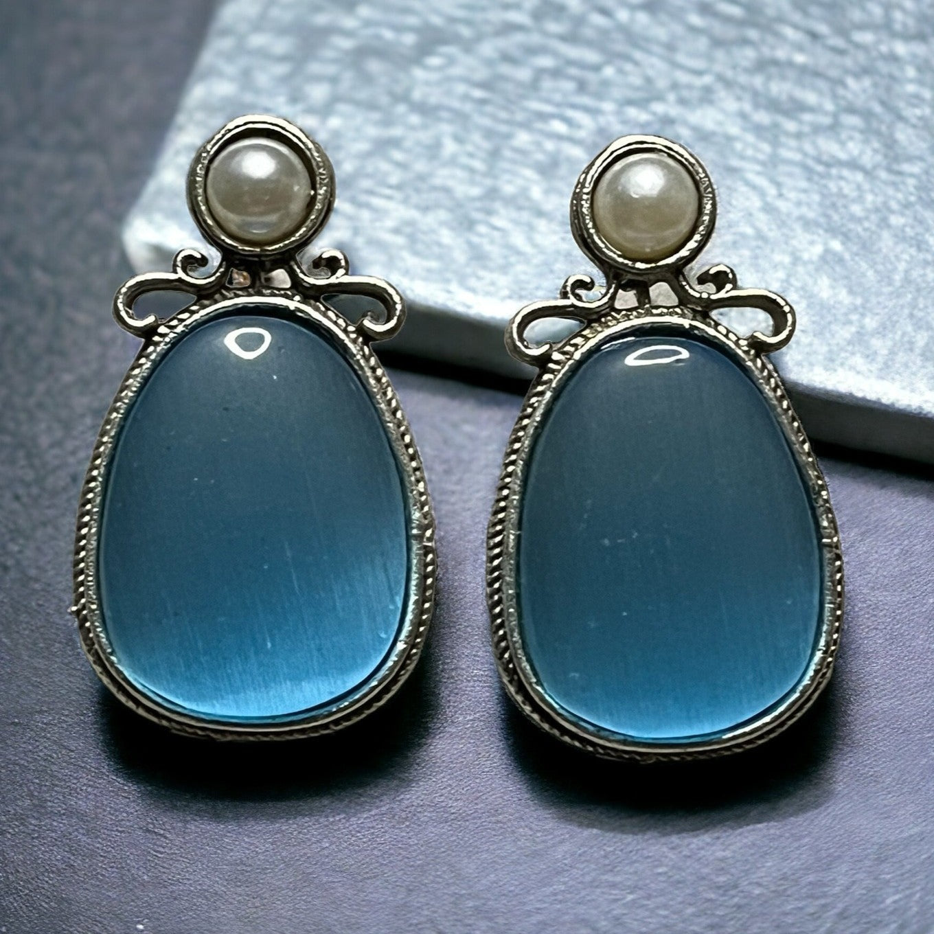 SS Sky Blue Pearl Whispers Earrings