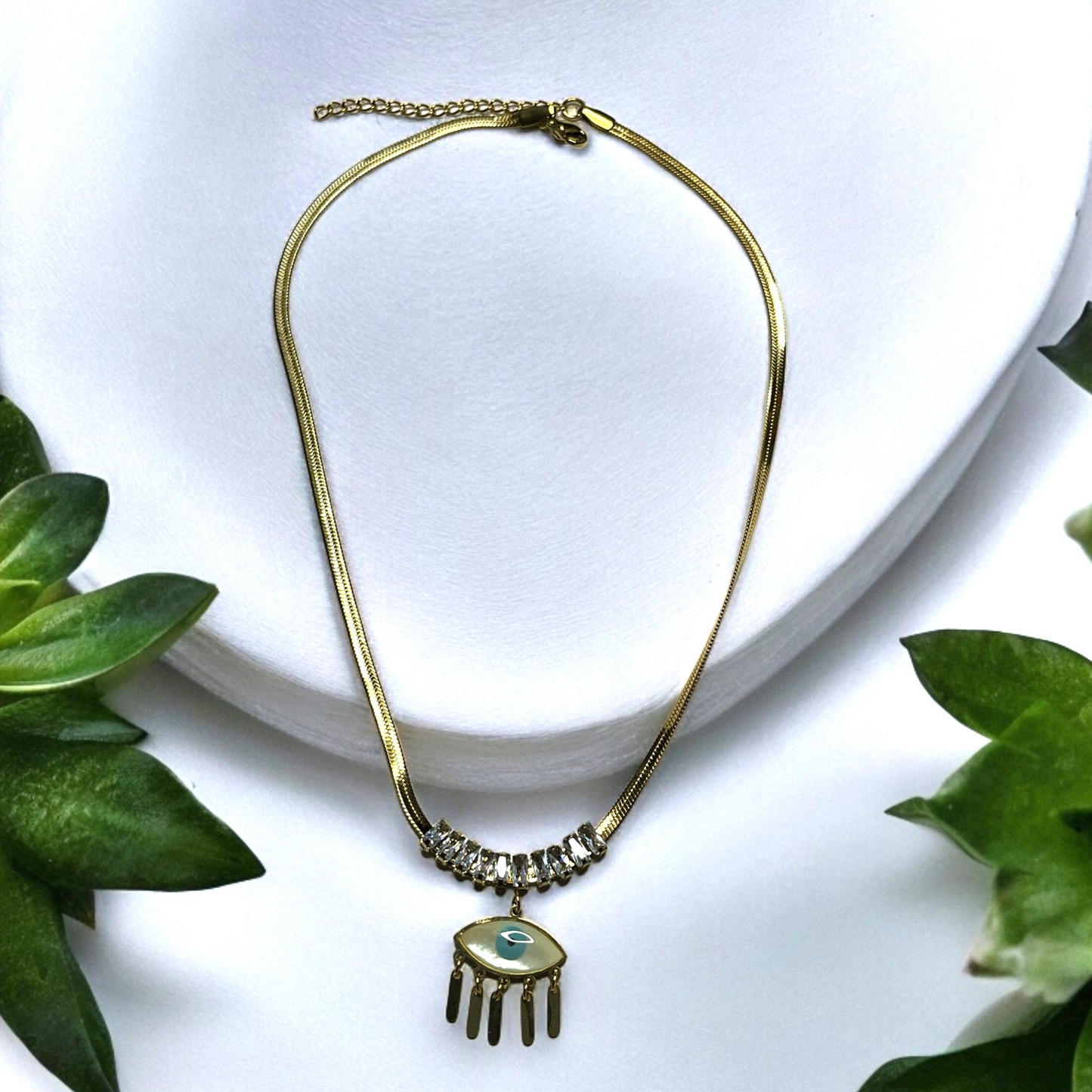 SS Evil Eye Broad Chain Bold Necklace