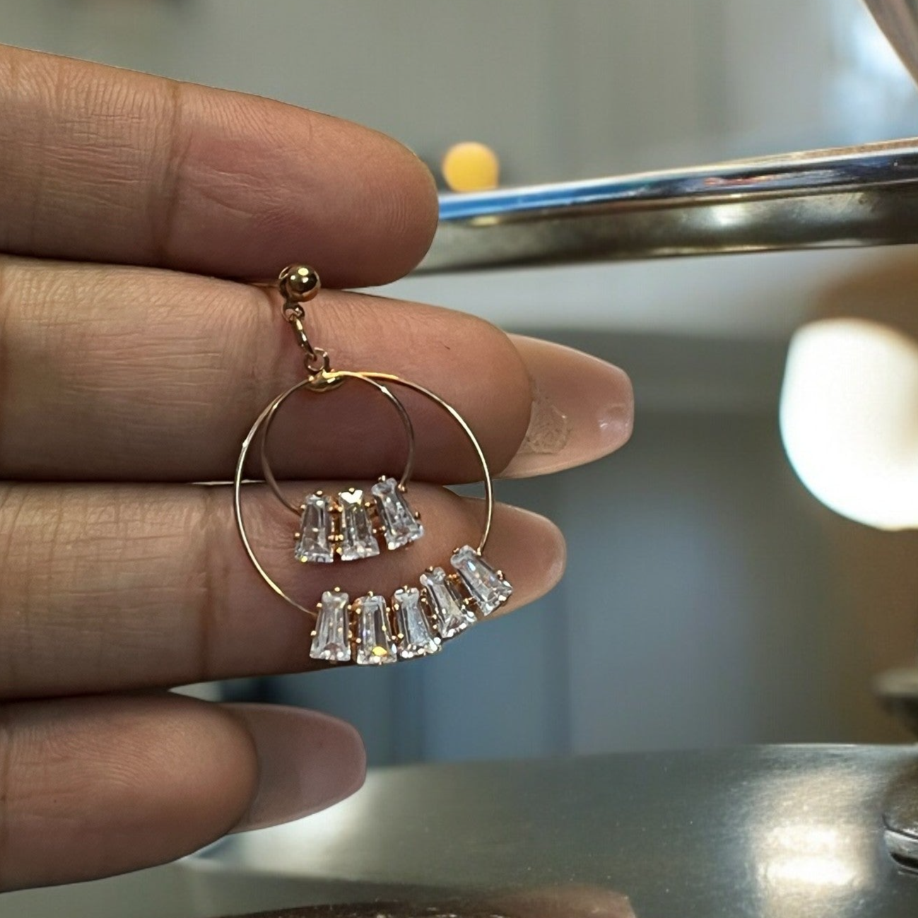 SS Circlet Crystal Bold Earrings