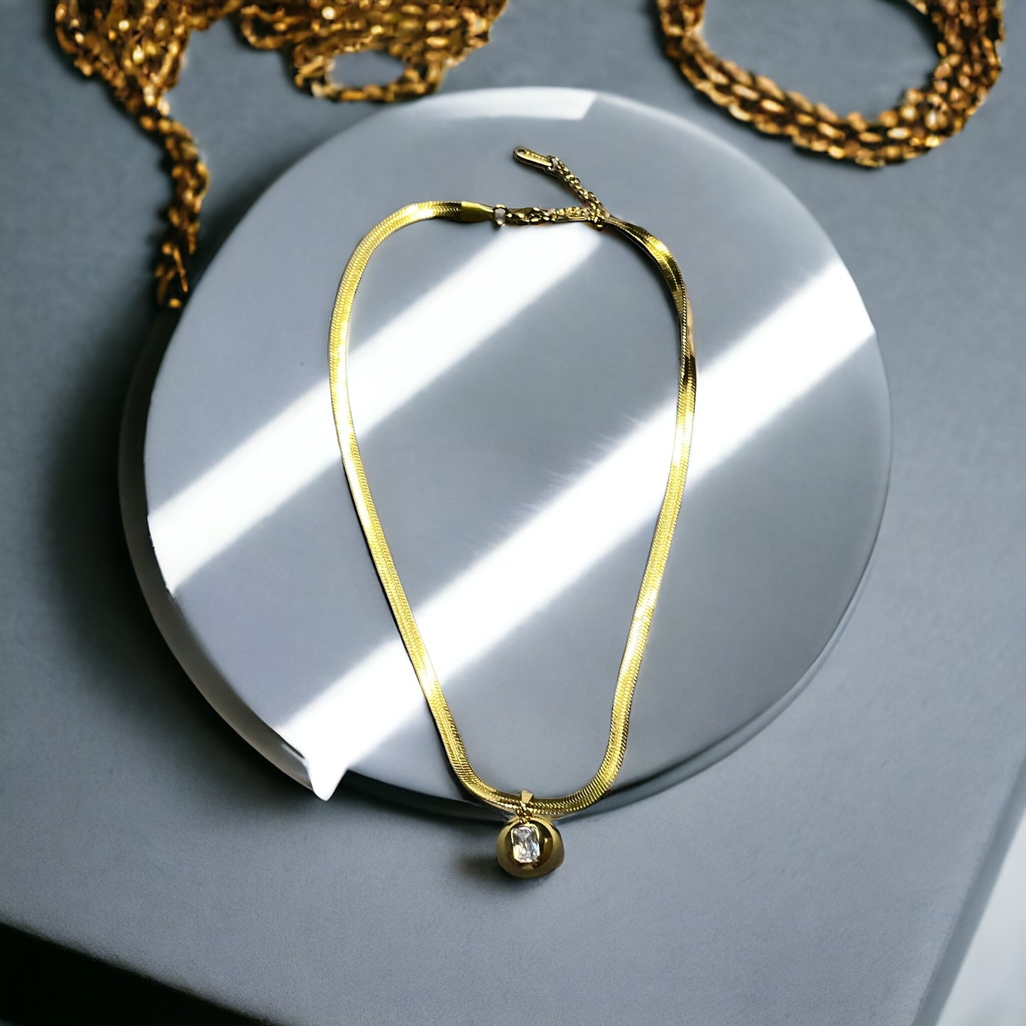 SS Thick Chain Solid Sphere Necklace
