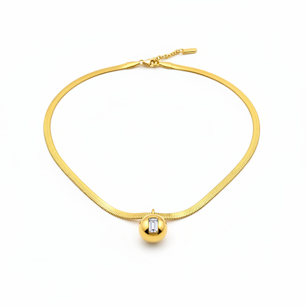 SS Thick Chain Solid Sphere Necklace