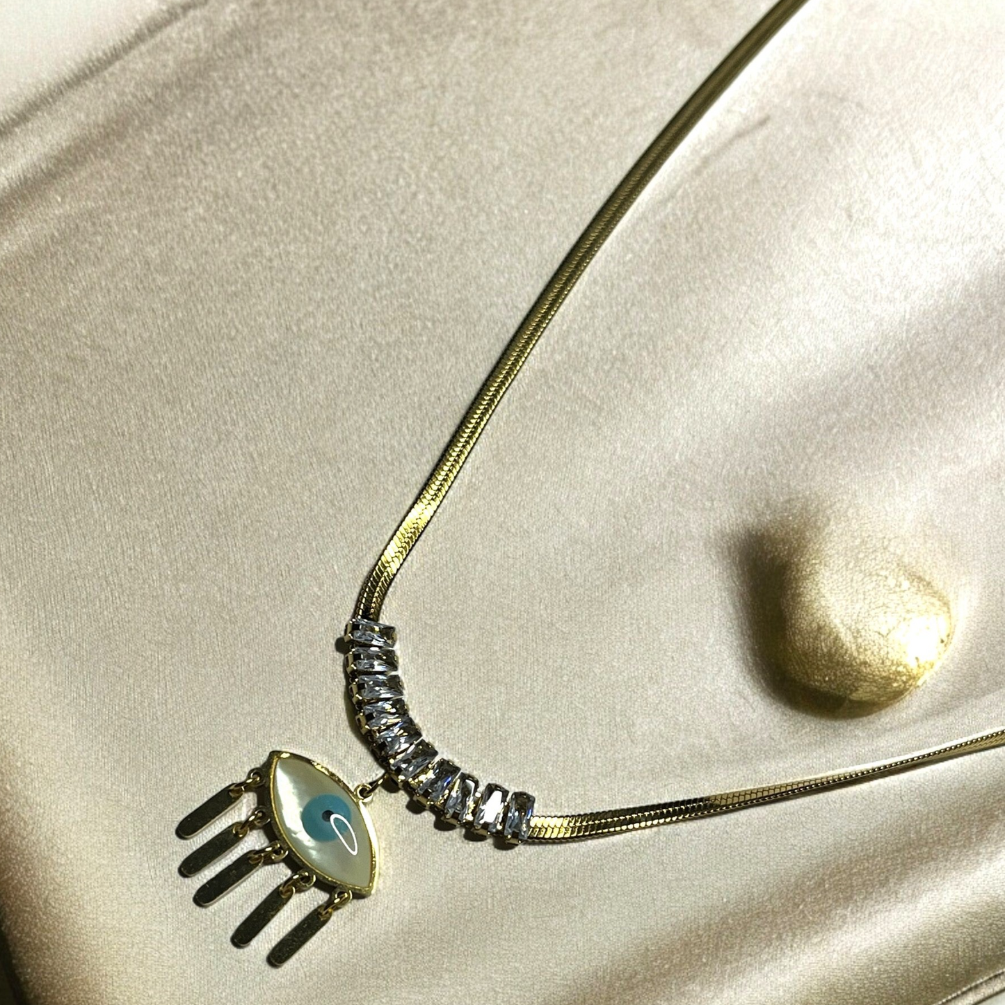 SS Evil Eye Broad Chain Bold Necklace