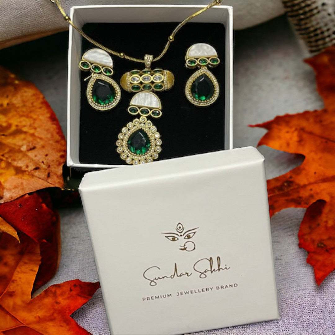 SS Haritambari Chain Pendant & Earrings Set