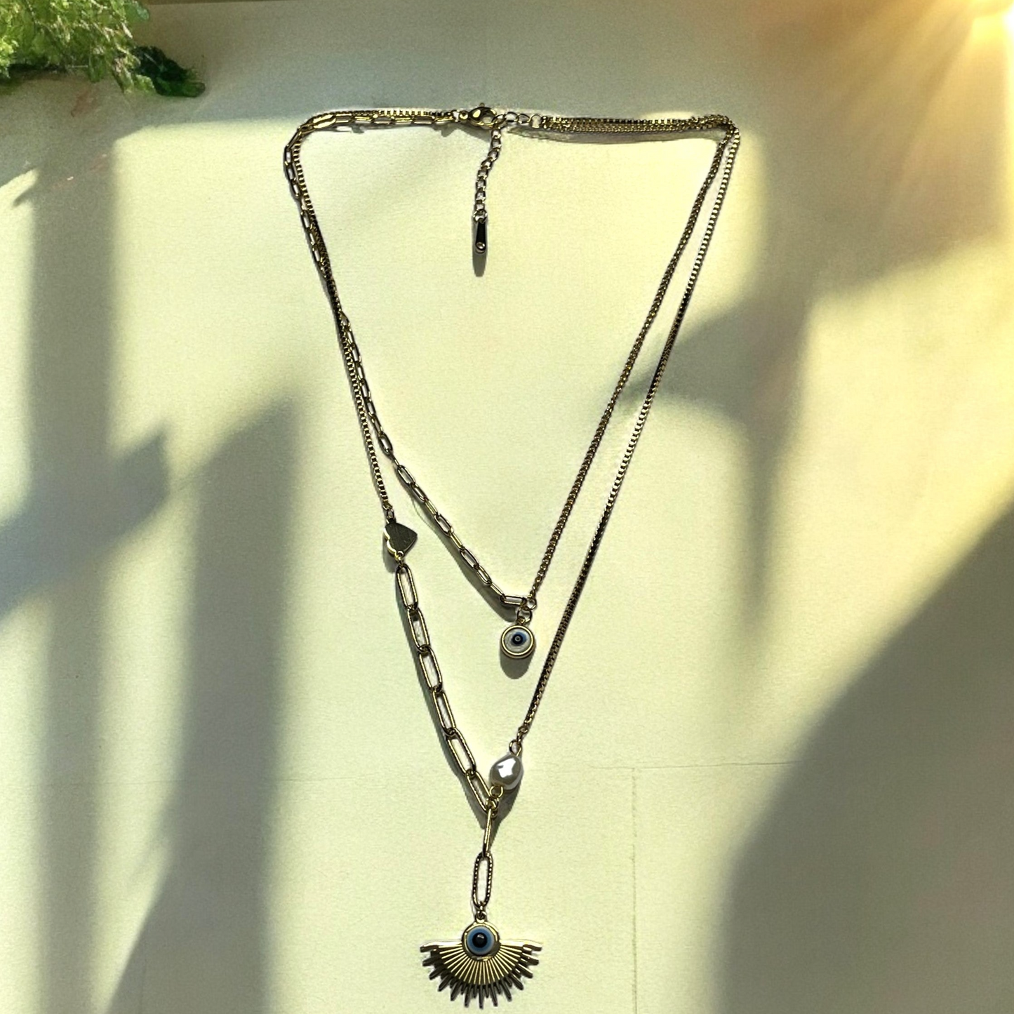SS Double Chain Evil Eye Necklace