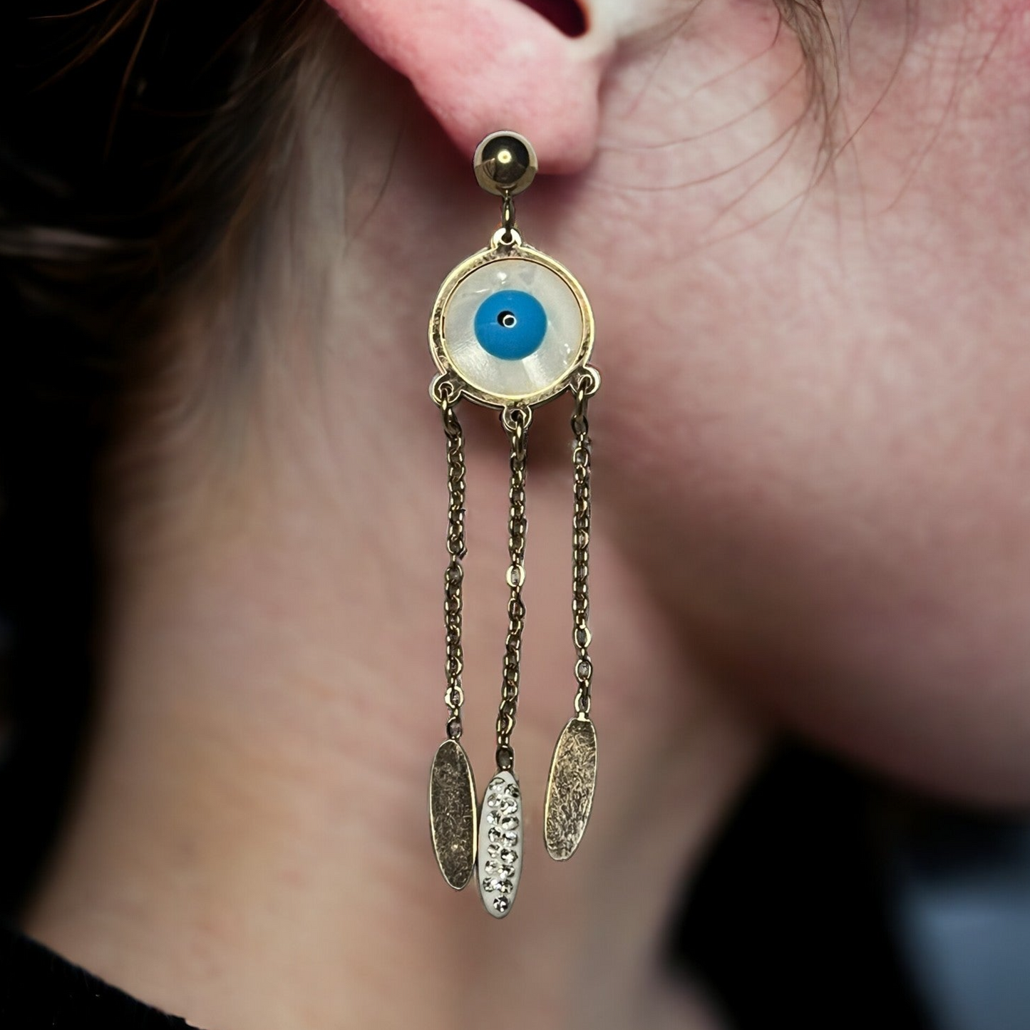 SS Evil Eye Wind Chime Earrings