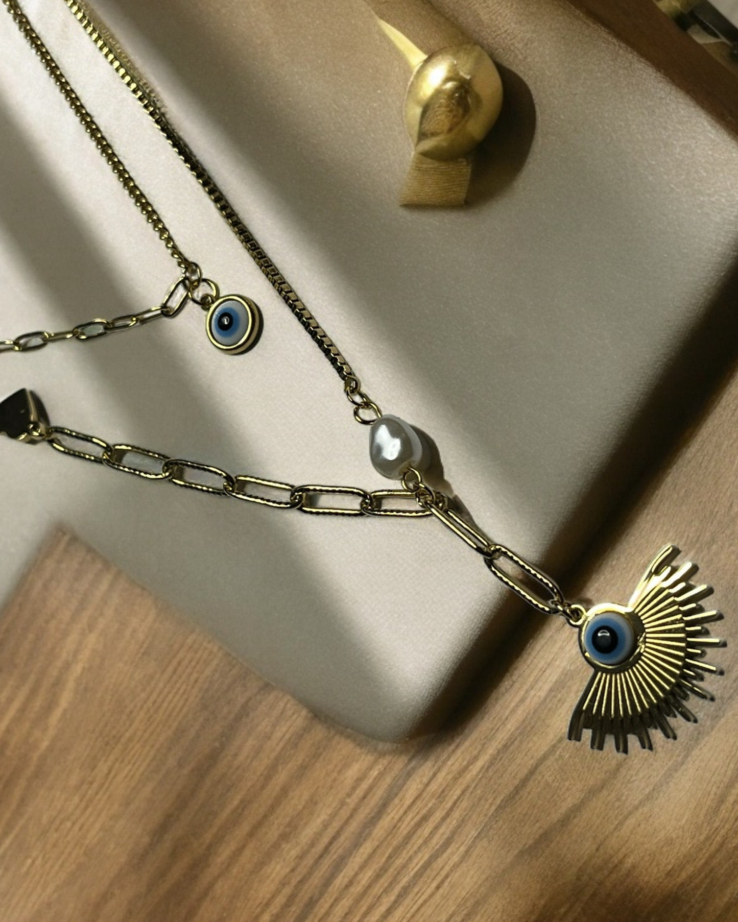 SS Double Chain Evil Eye Necklace