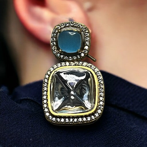 SS Azure Frost Pendant Necklace With Earrings