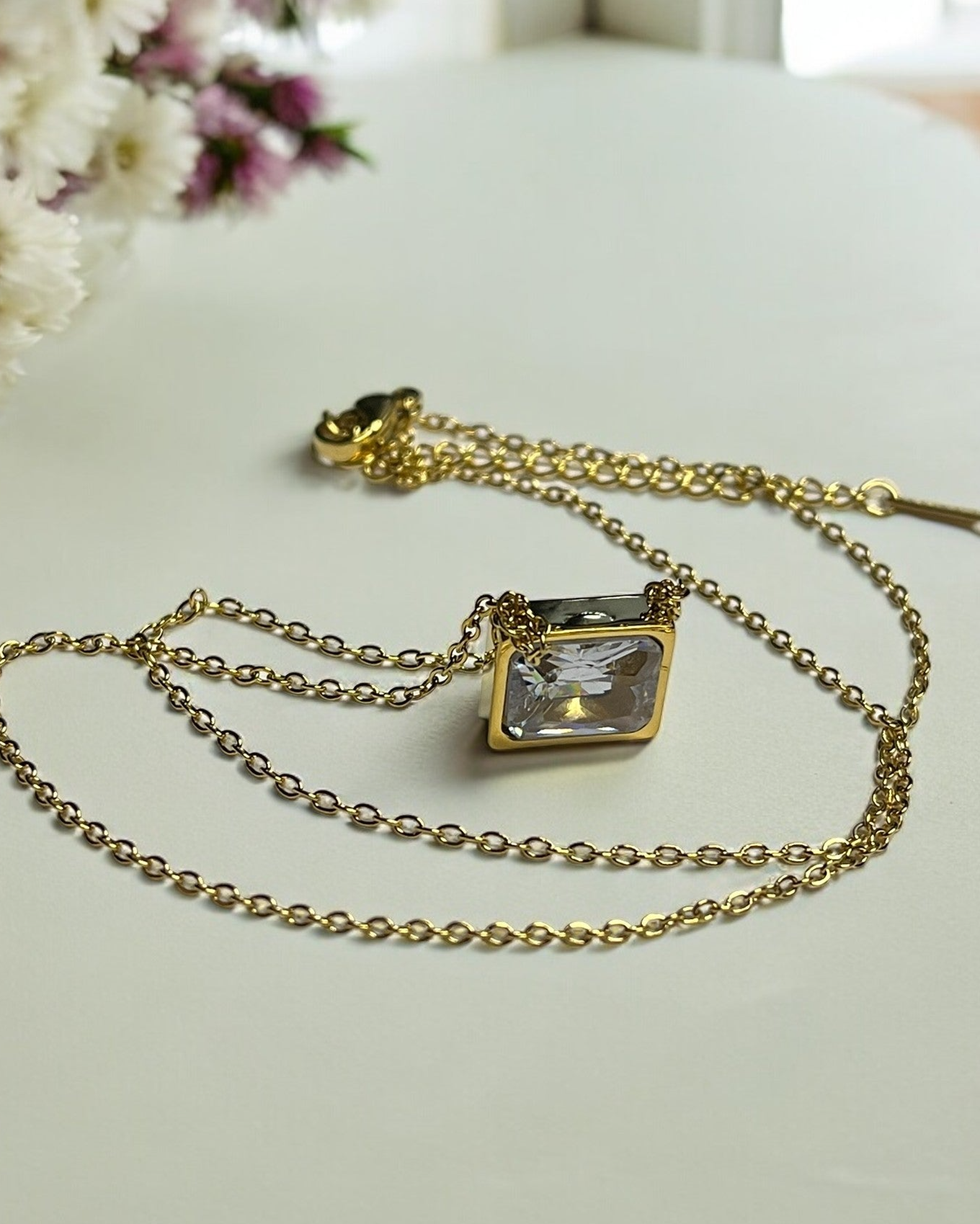 SS Minimalist Rectangular Charm Necklace