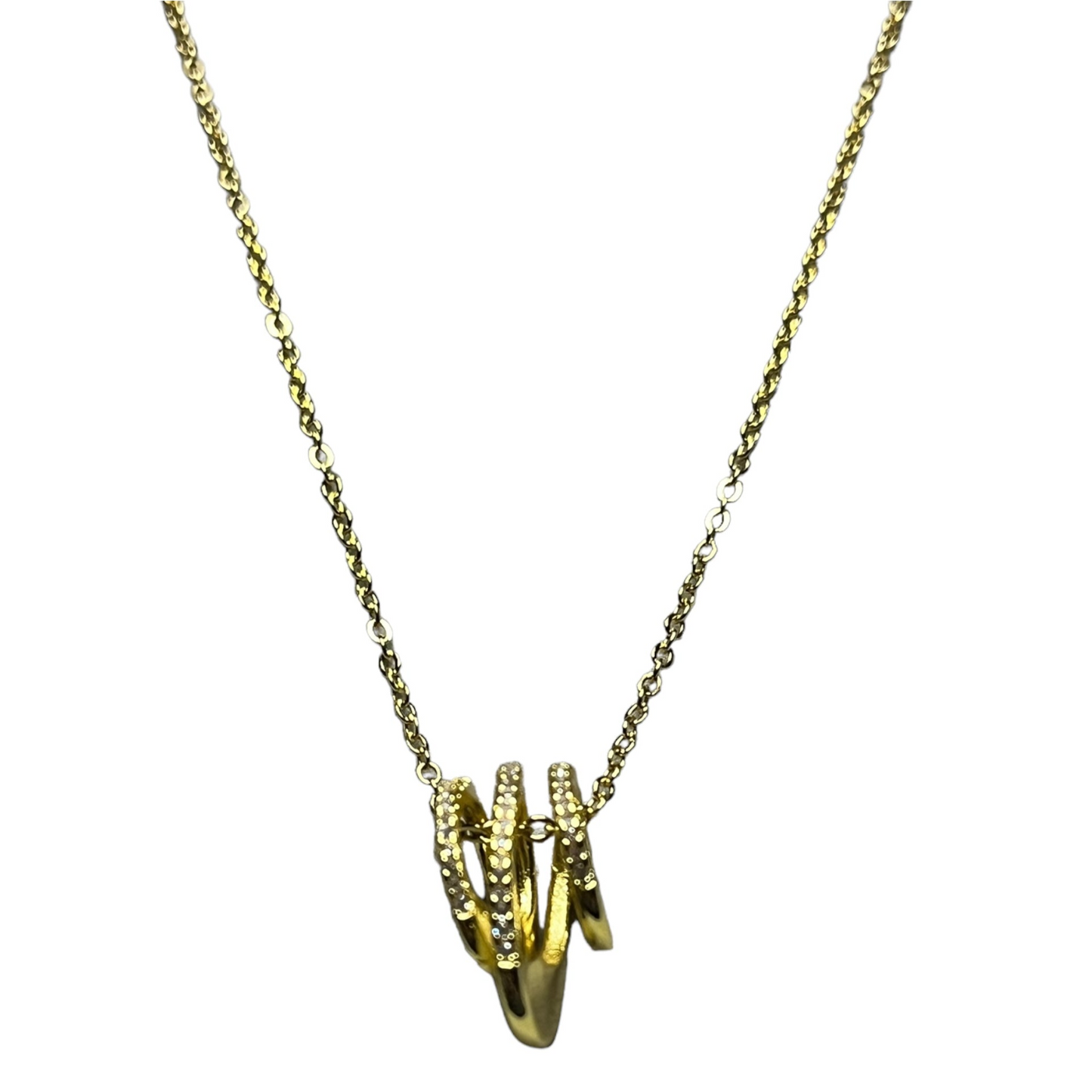 SS Ethereal Gold: Chain & Pendant Ensemble