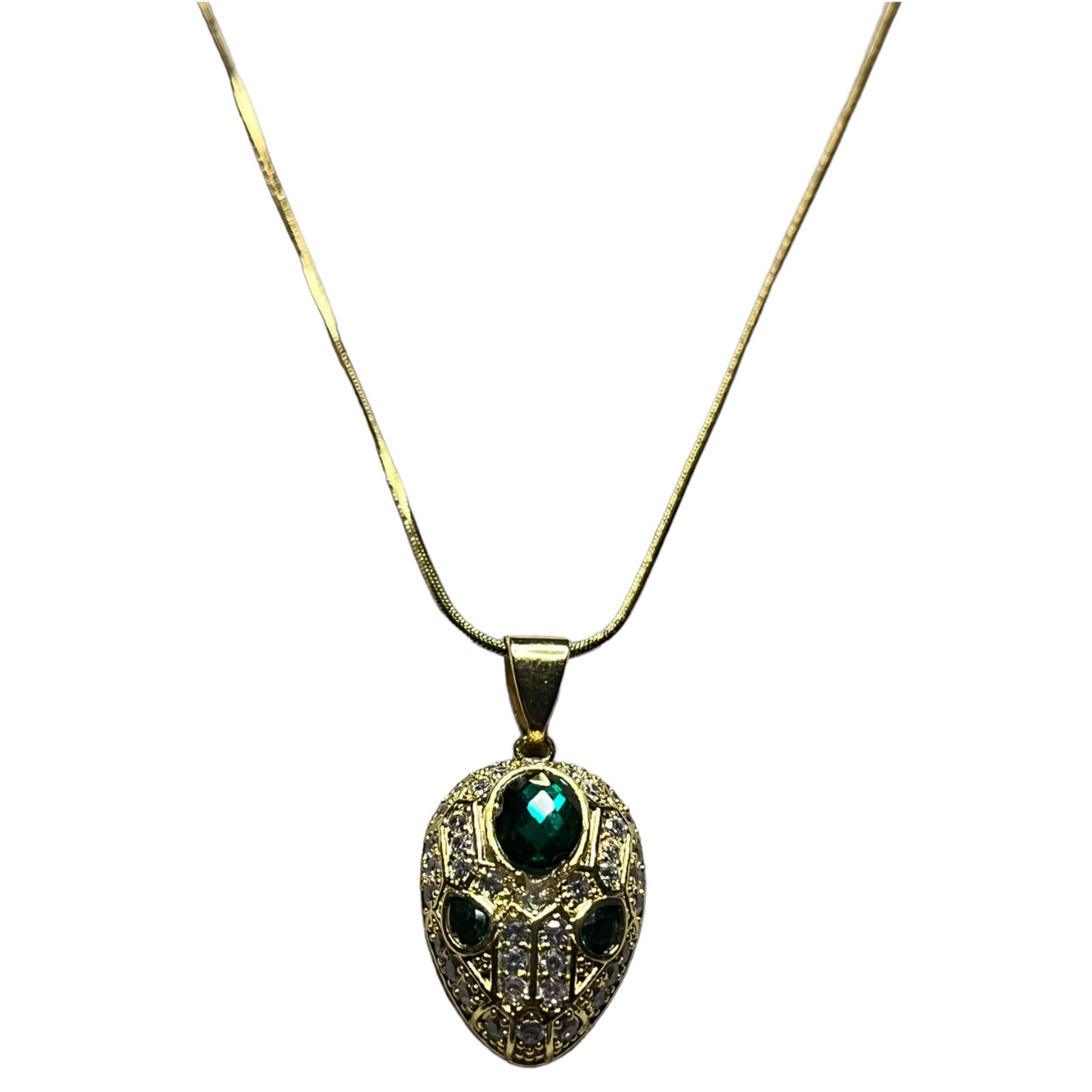 SS Serpentine Splendor: Snake Head Pendant & Chain Set.