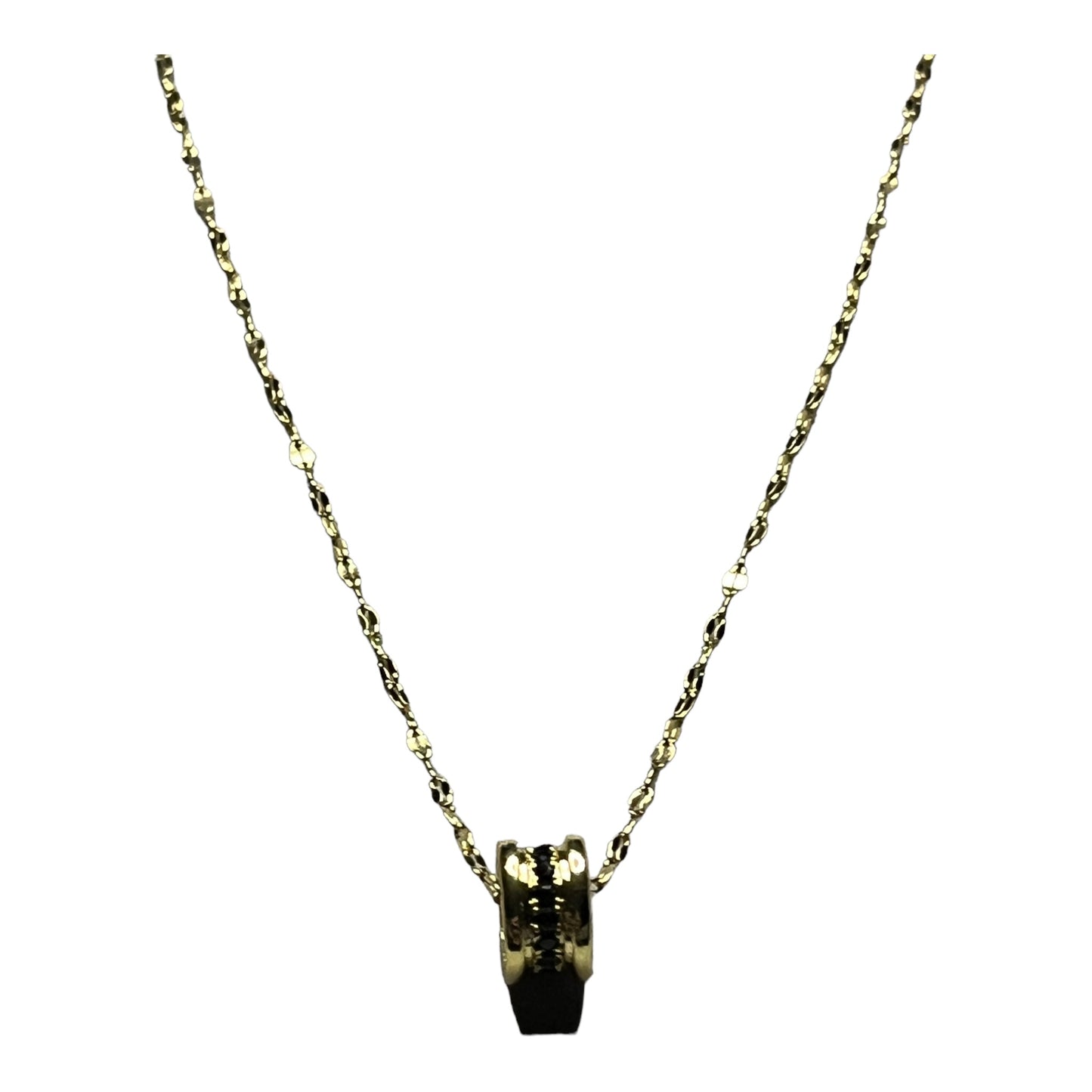 SS Midnight Elegance: Chain & Cylindrical Pendant Set