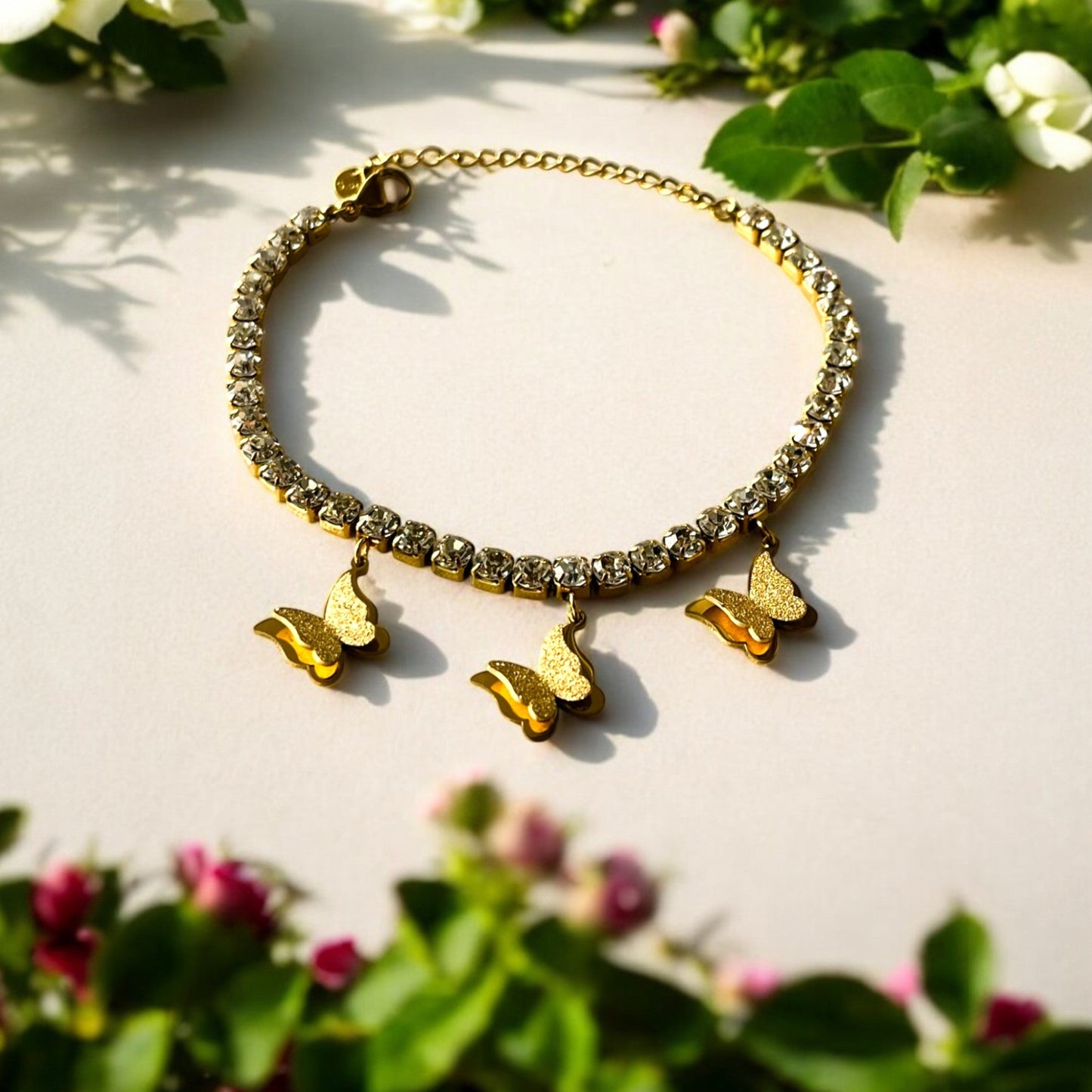 18K Golden Butterfly Charm Bracelet