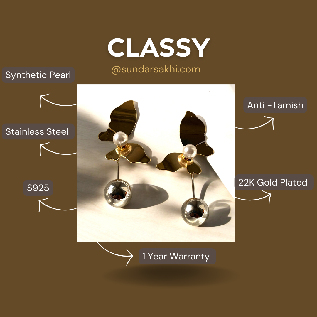 Dual Tone Golden Flutter Earrings