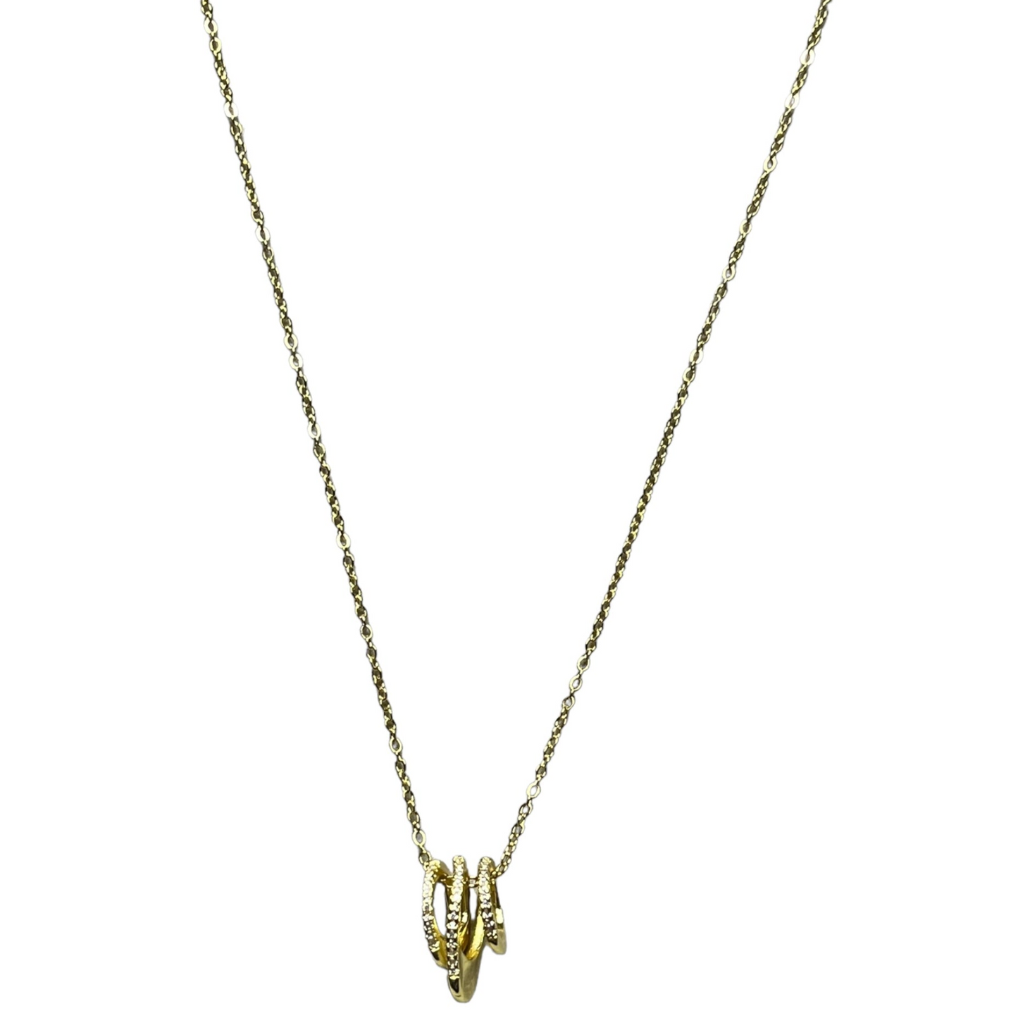 SS Ethereal Gold: Chain & Pendant Ensemble