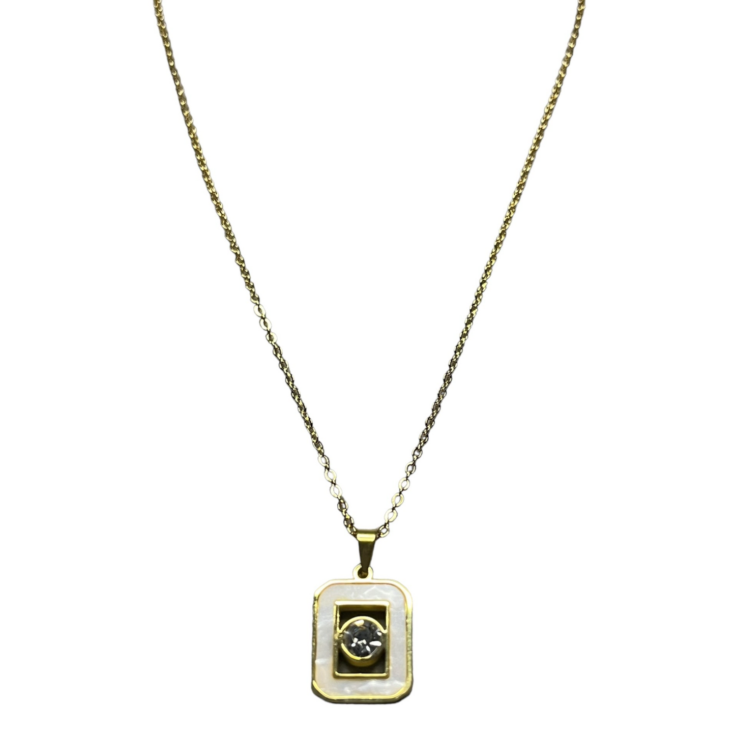 SS Radiant Rectangle: Chain & Pendant Set.