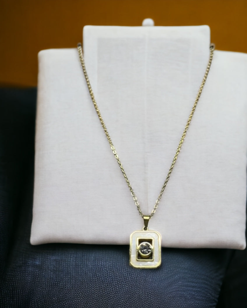 SS Radiant Rectangle: Chain & Pendant Set.