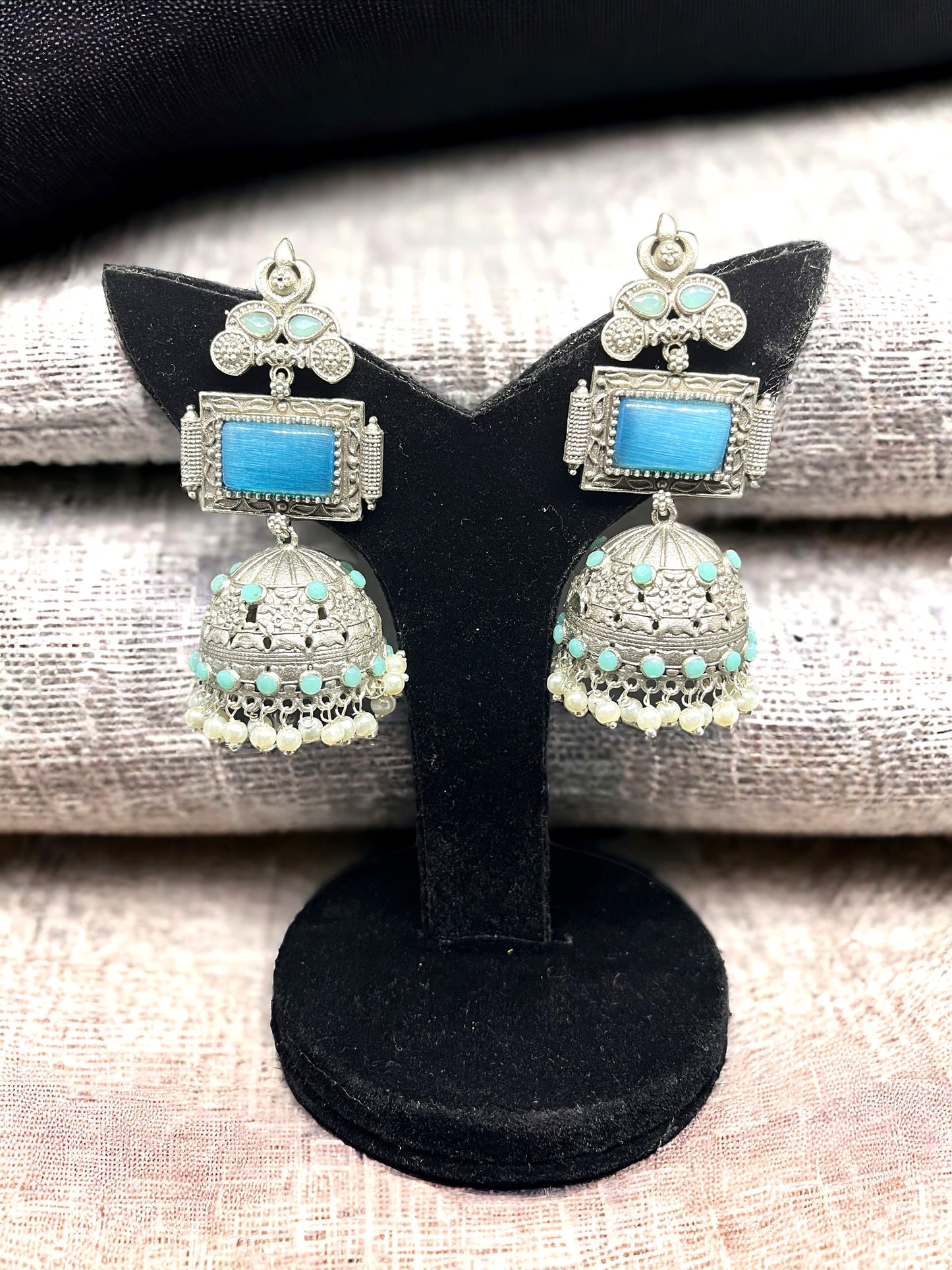SS Majesty Silver Alike Jhumkas.