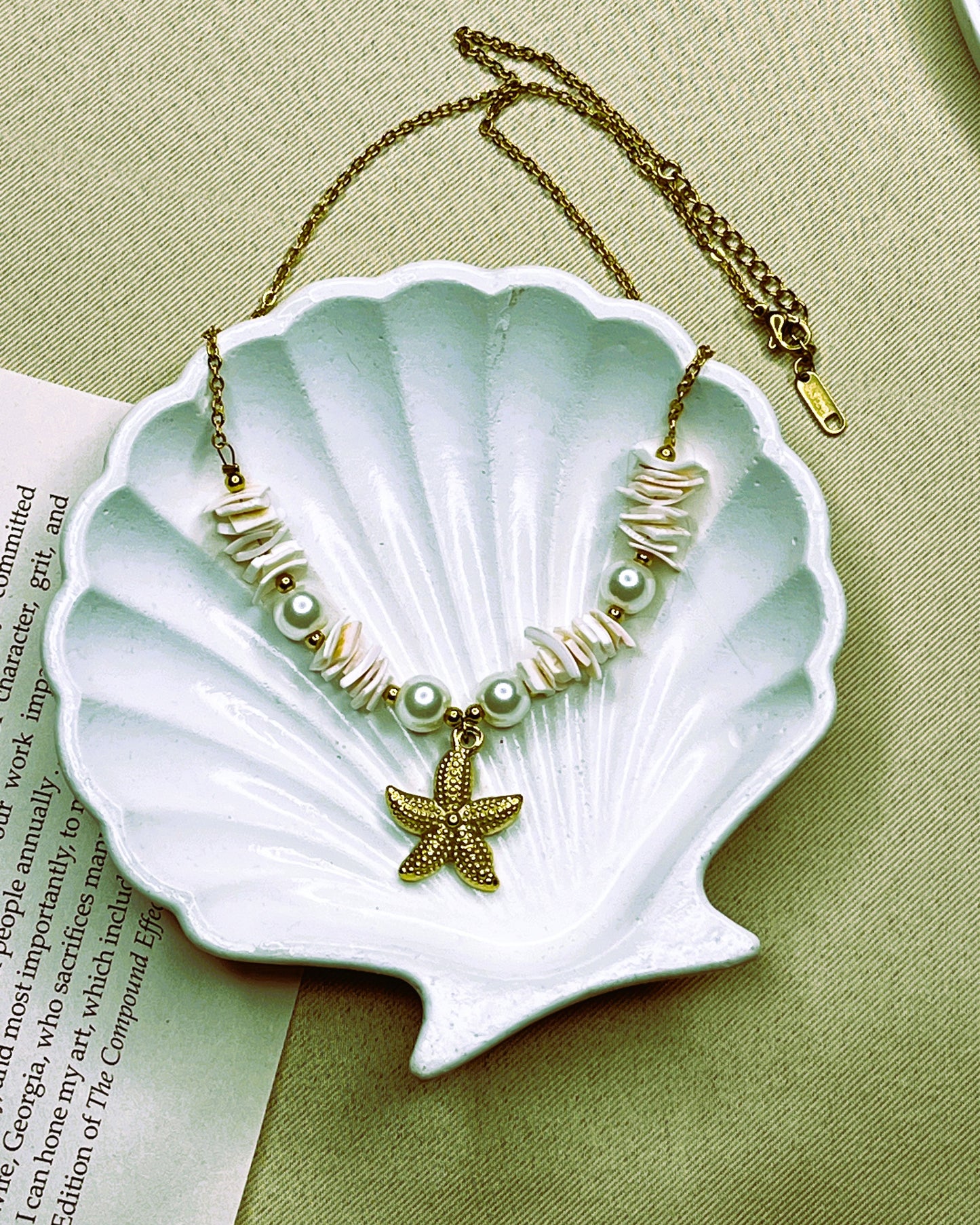 Shell Beads & Star Fish Pendant Necklace