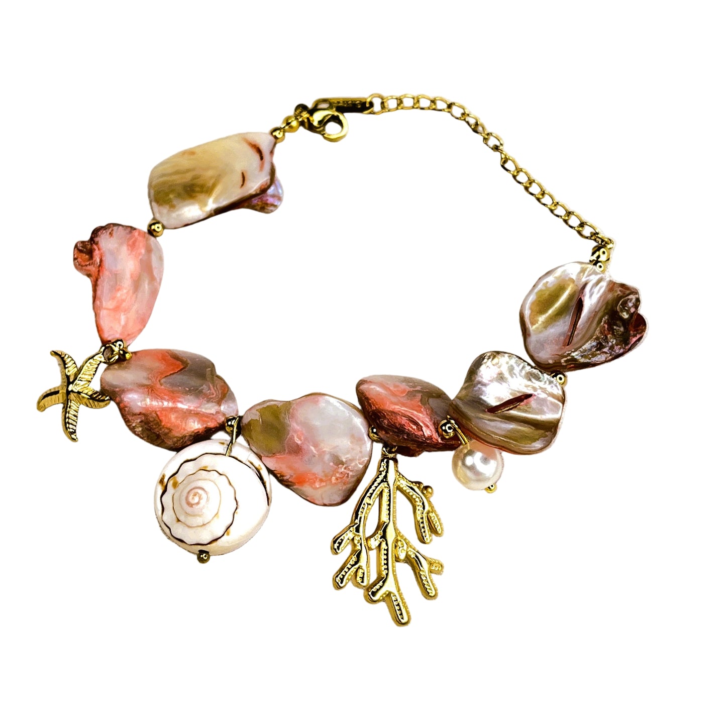 Coral 18K Gold Plated Chain Bracelet