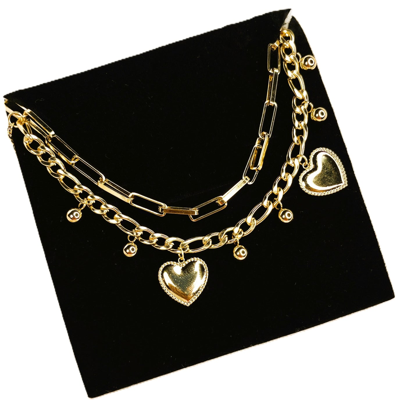Heart Charms 18K Gold Plated Chain Bracelet