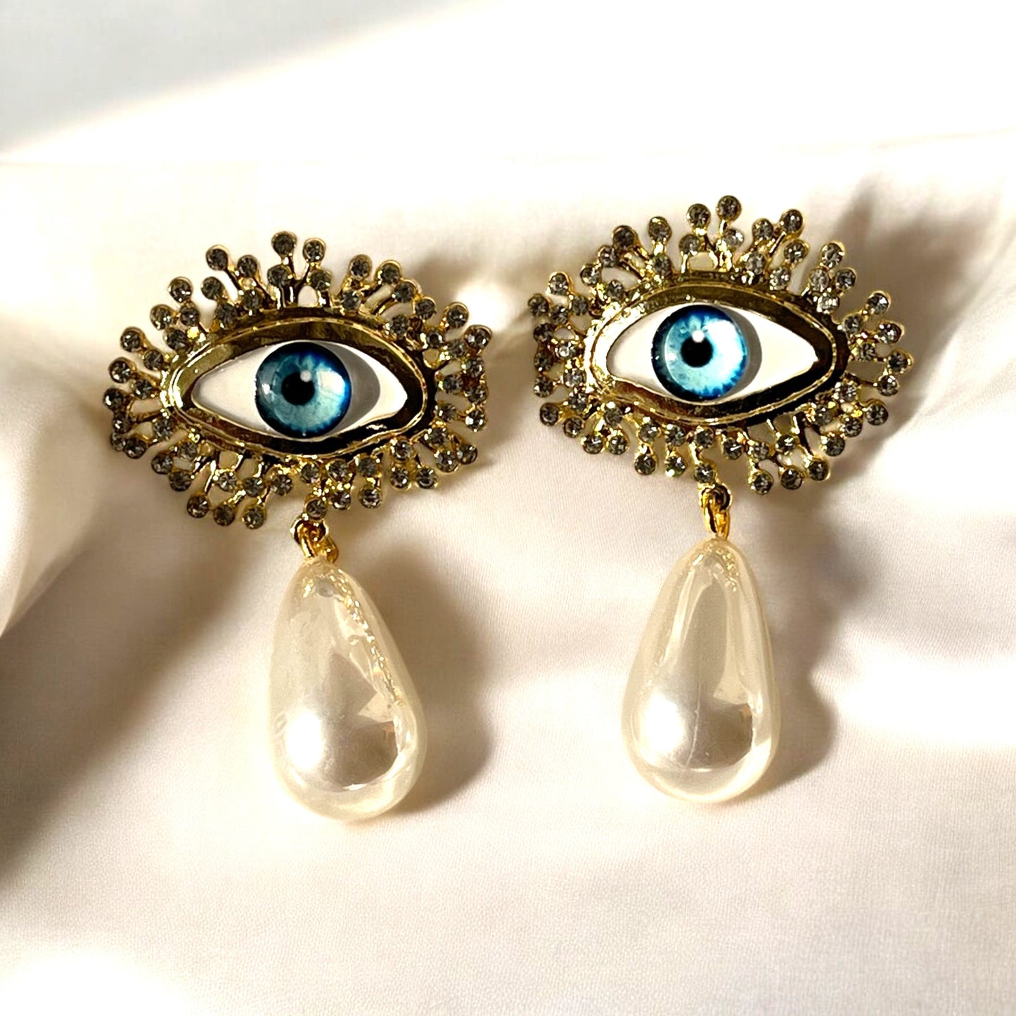 Blue Celestial Evil Eye Earrings