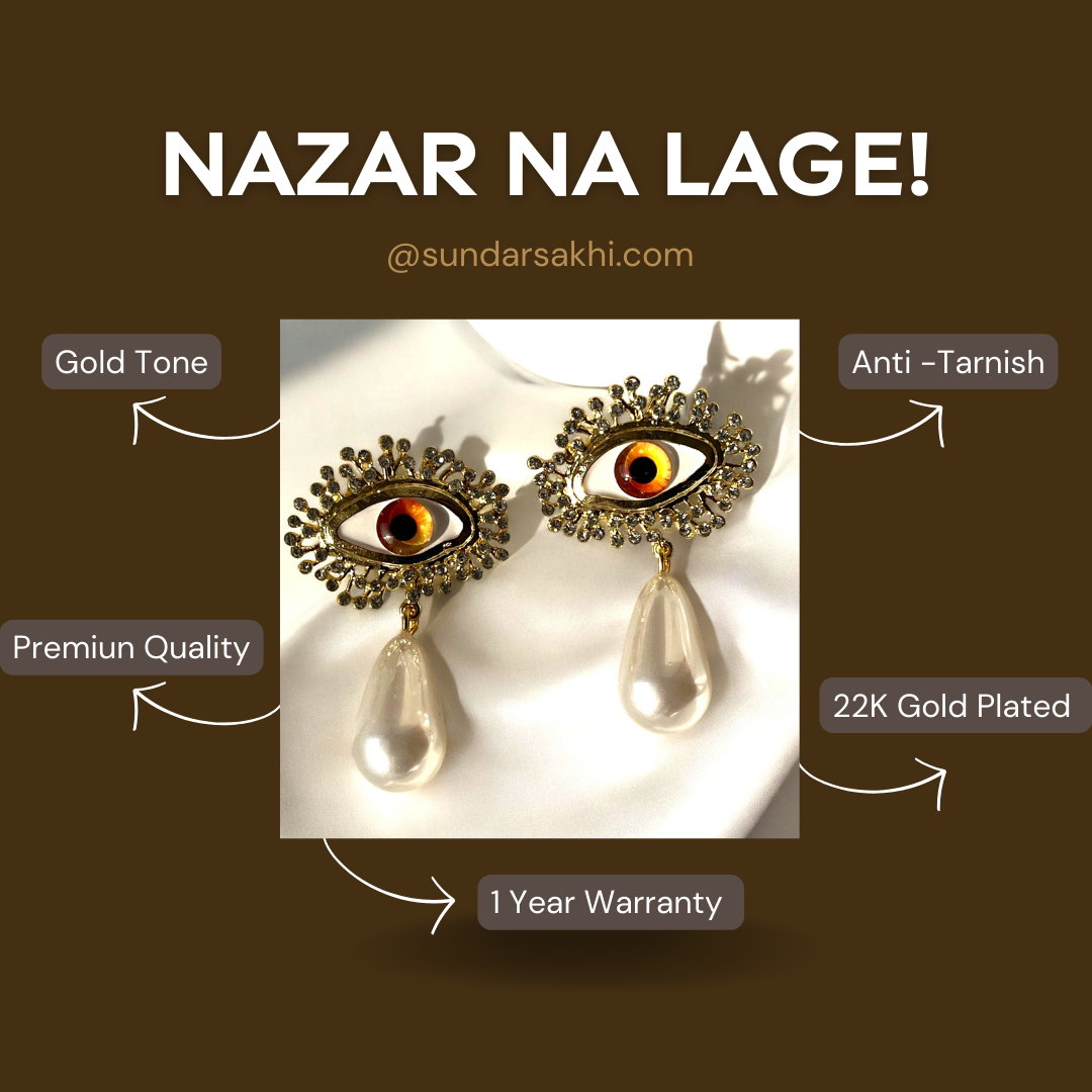 Orange Celestial Evil Eye Earrings