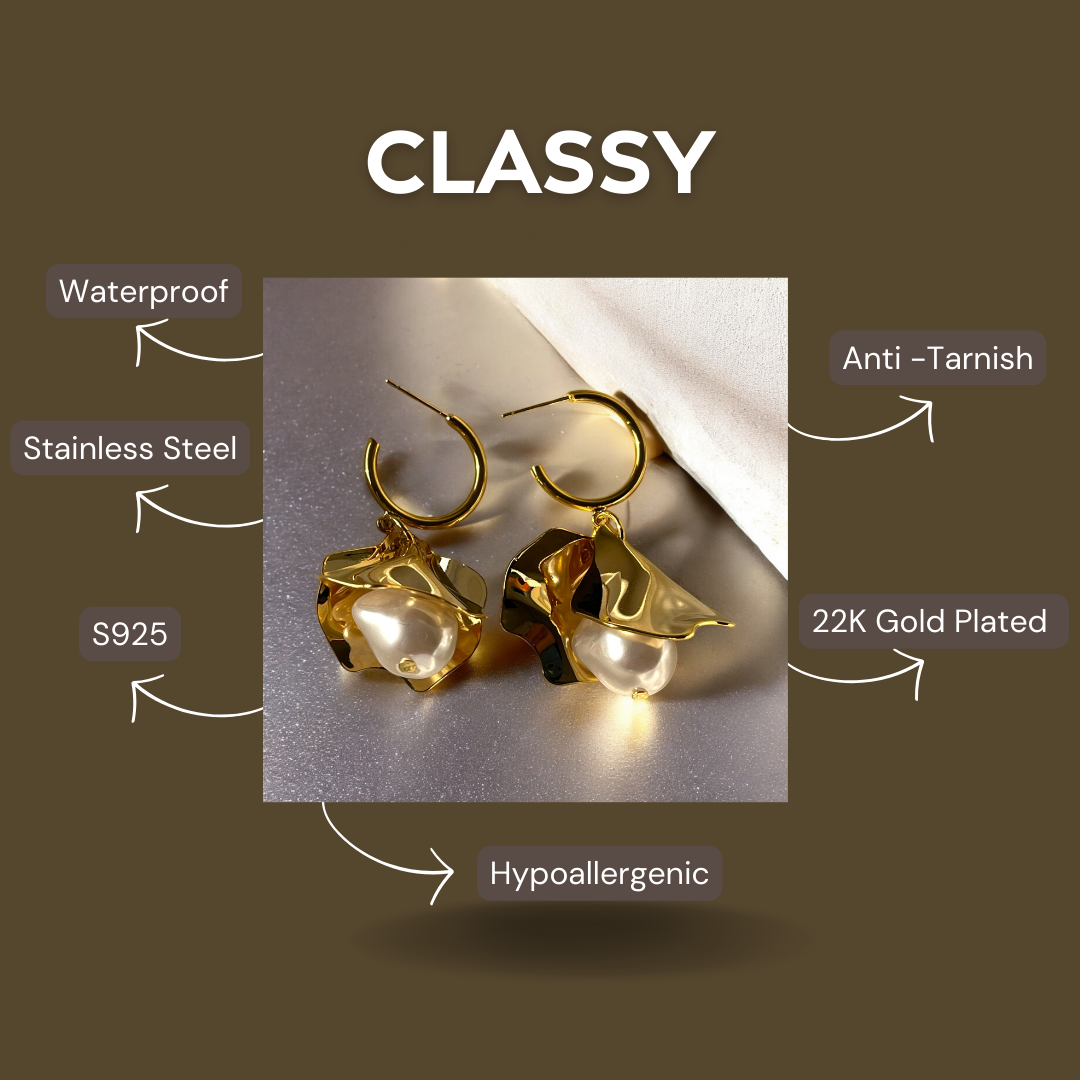 Dual Tone Golden Flutter Earrings