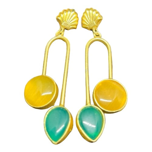 SS Parallel Petal Gold Tone Drops