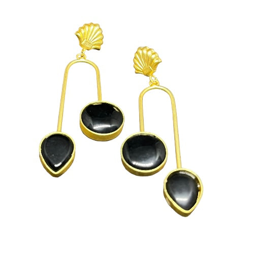 SS Parallel Petal Gold Tone Drops