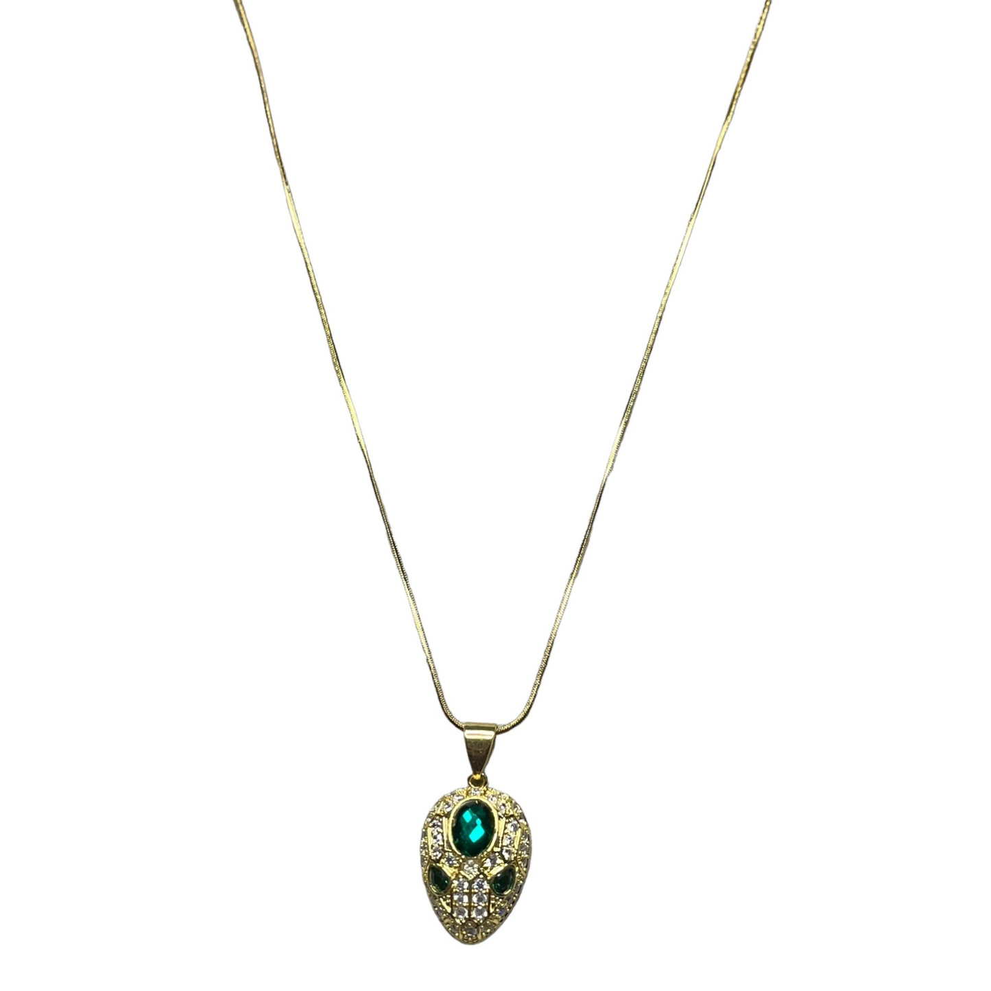 SS Serpentine Splendor: Snake Head Pendant & Chain Set.