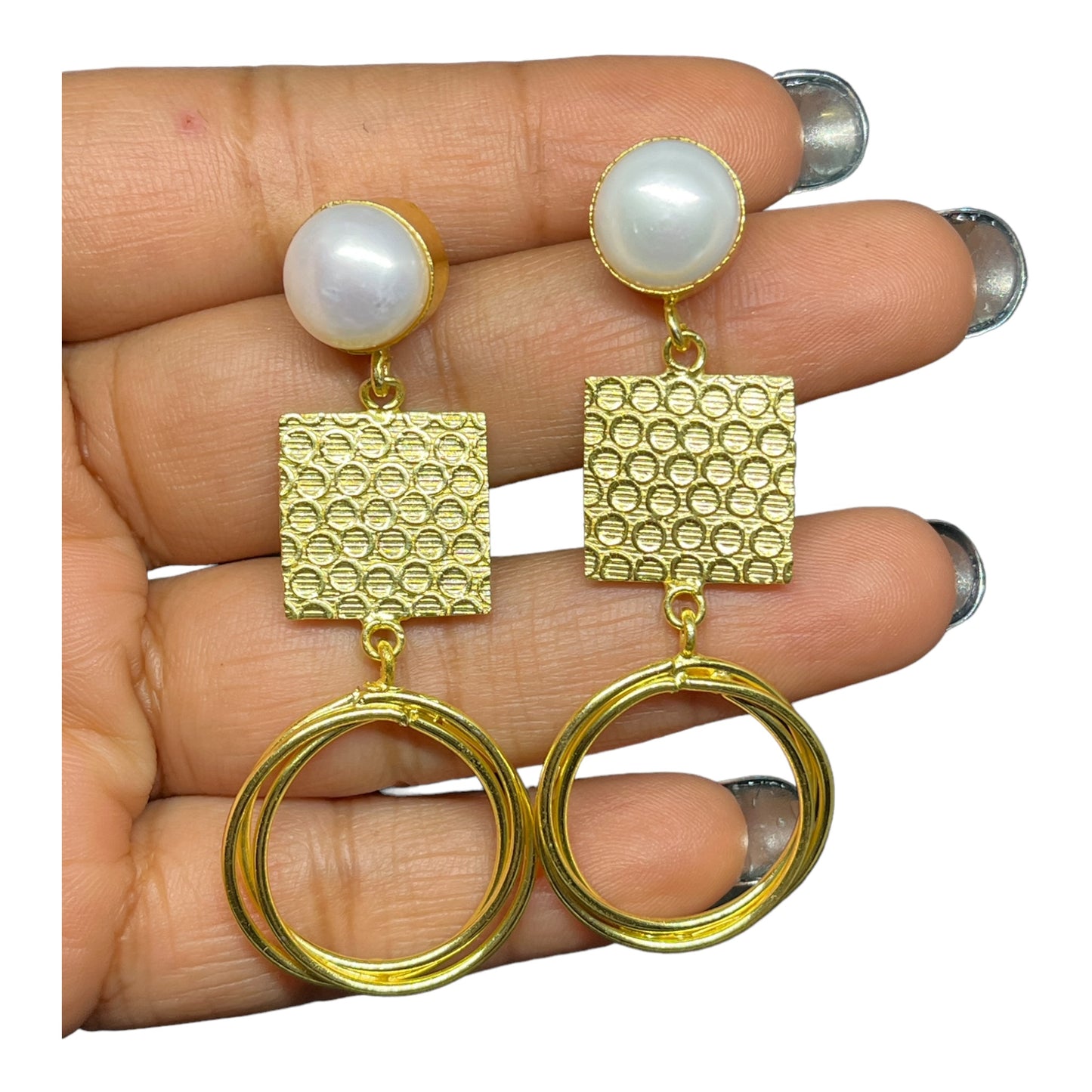 SS Pearl Block Earrings