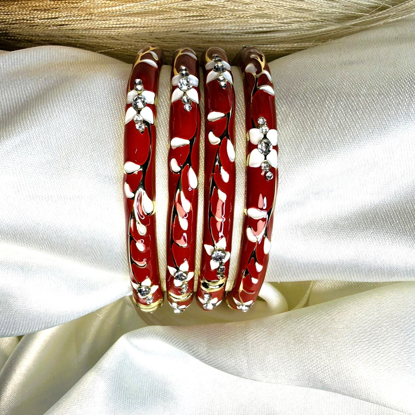 Red Sleek Enamel Bangles