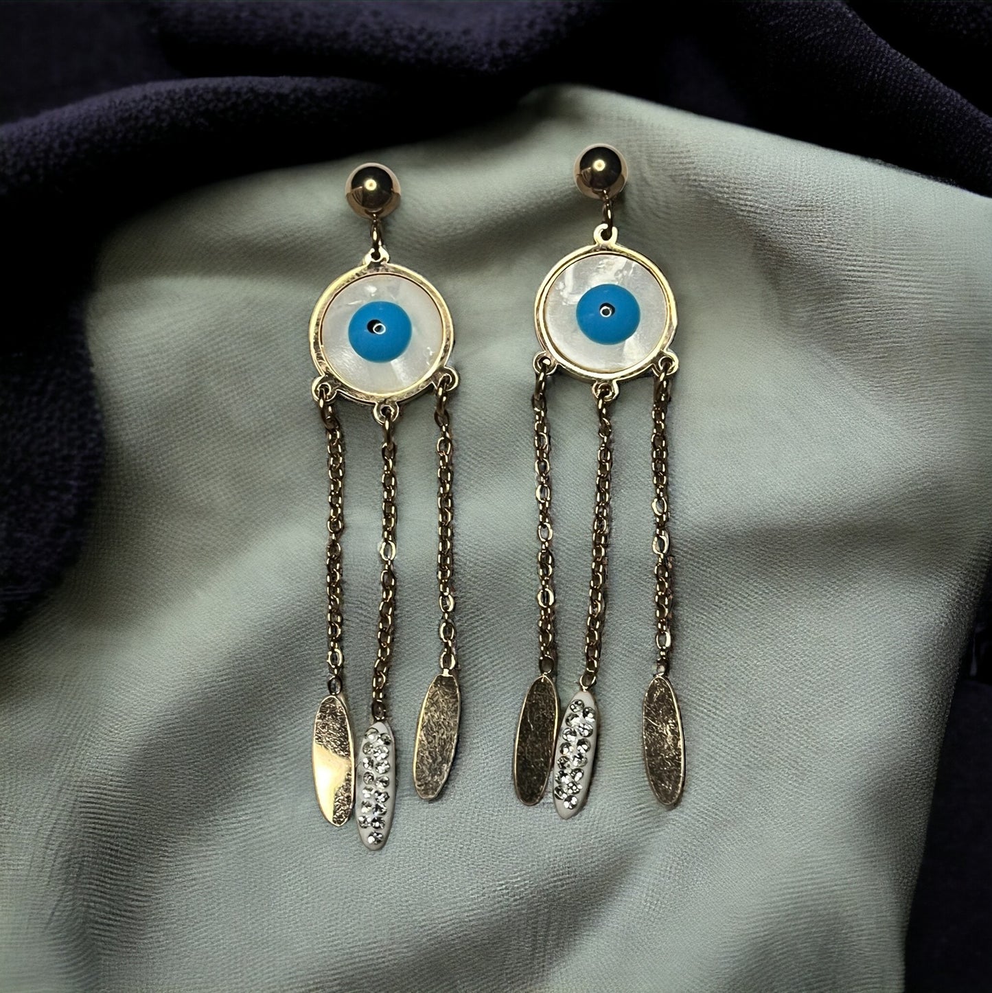 SS Evil Eye Wind Chime Earrings