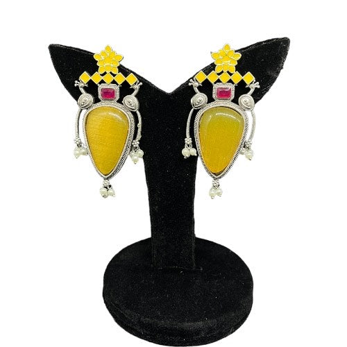 Sundar Sakhi Golden Sunburst Big Stud Earrings.