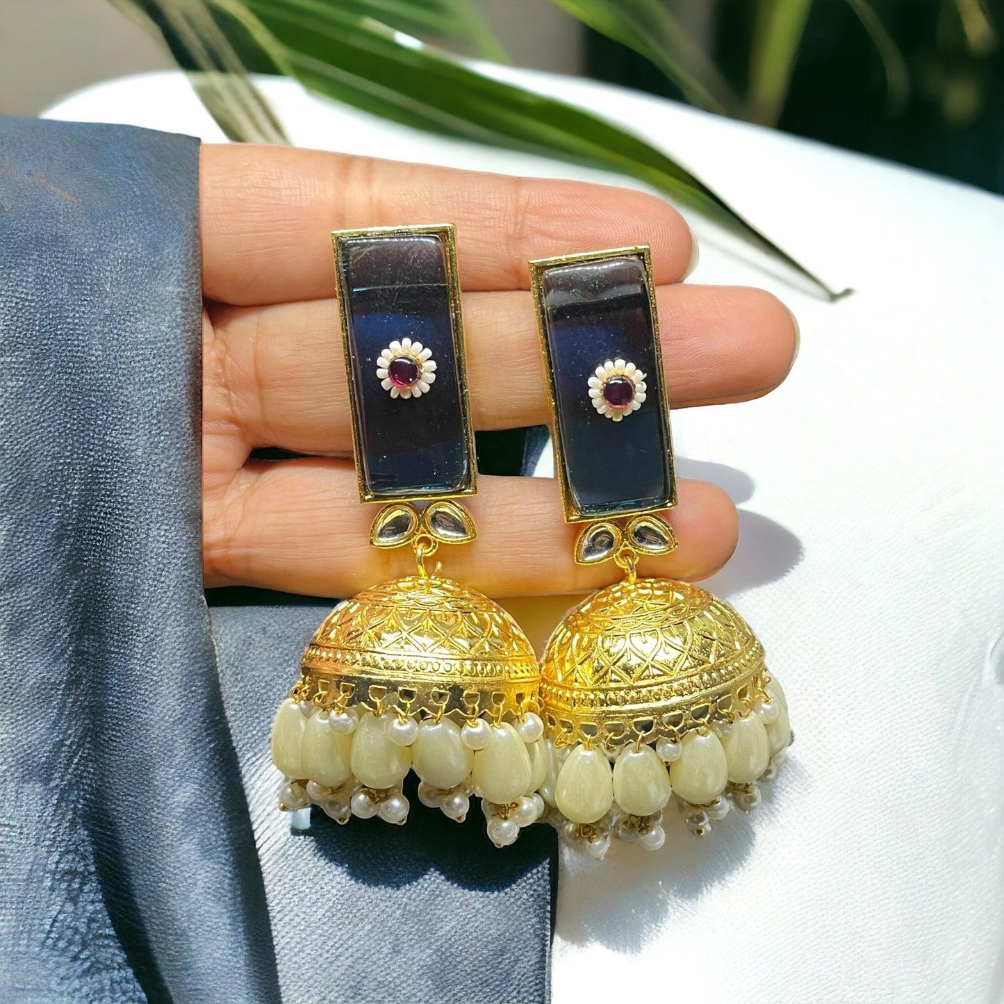SS Gold Tone Majesty Jhumkas.