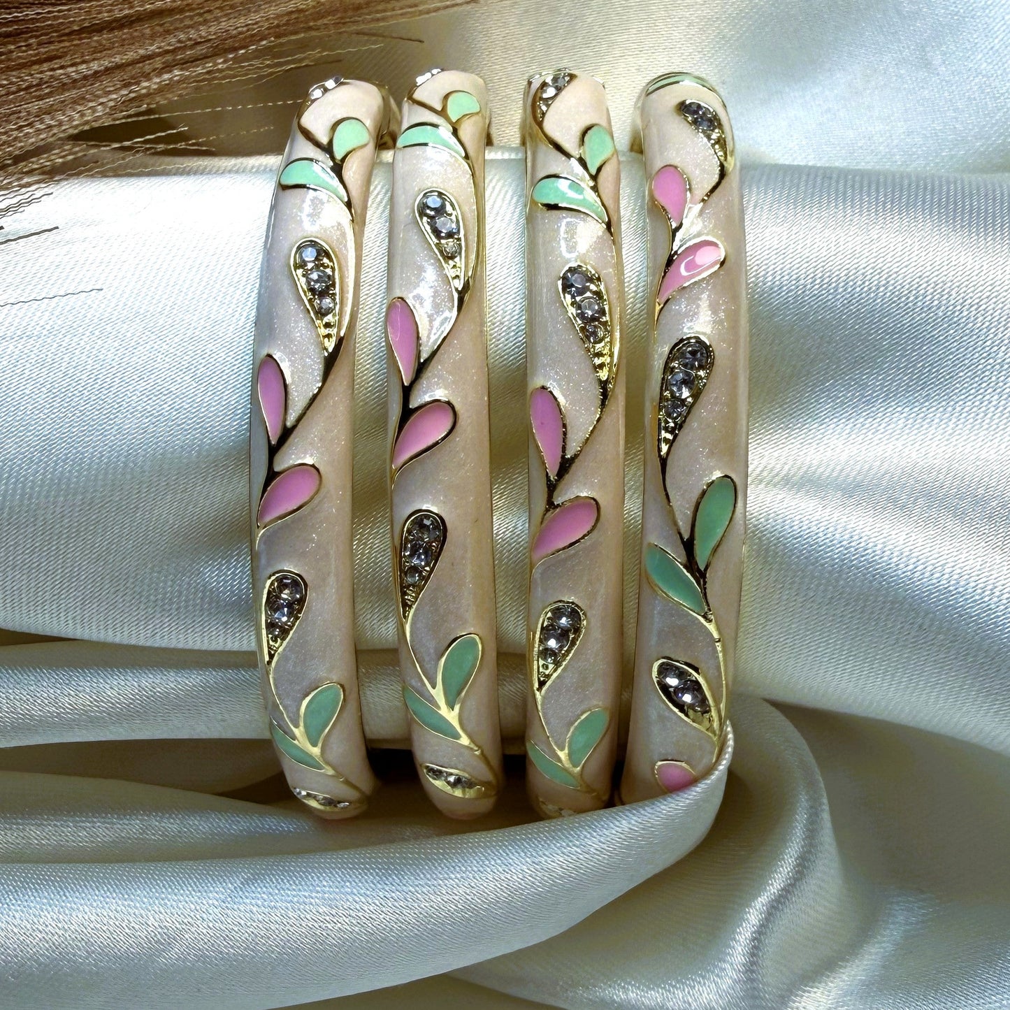 Light Peach Enamel Sleek Bangles