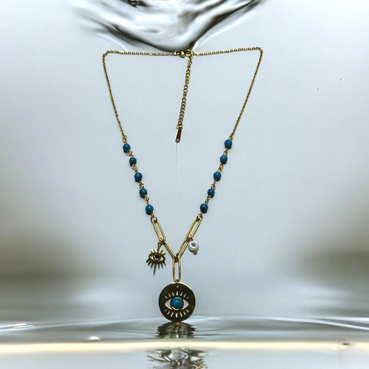 SS Evil Eye Single Chain Charm Necklace