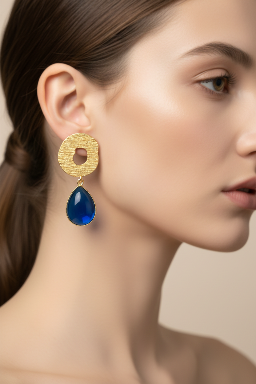 Vinika Brass Midnight Earrings