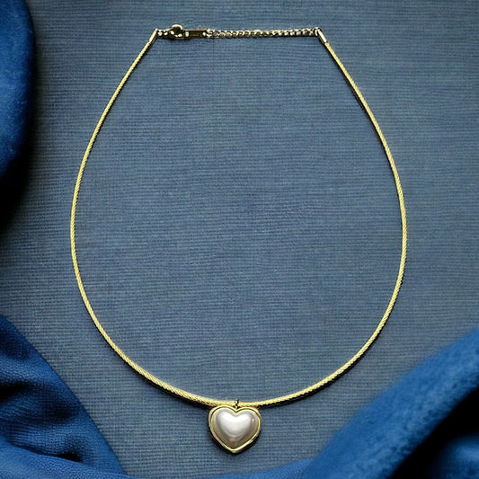SS Sleek Chain Heart Choker Necklace