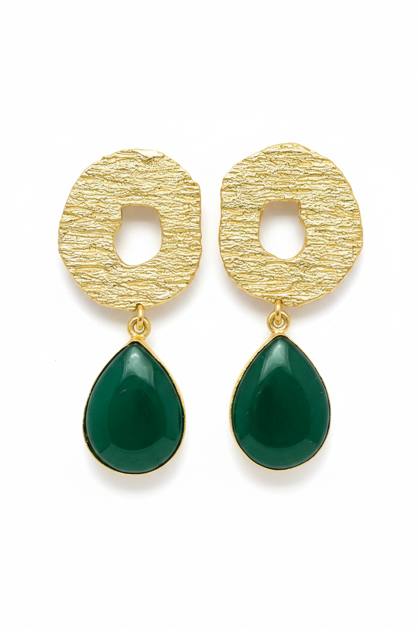 Vinika Emerald Brass Earrings