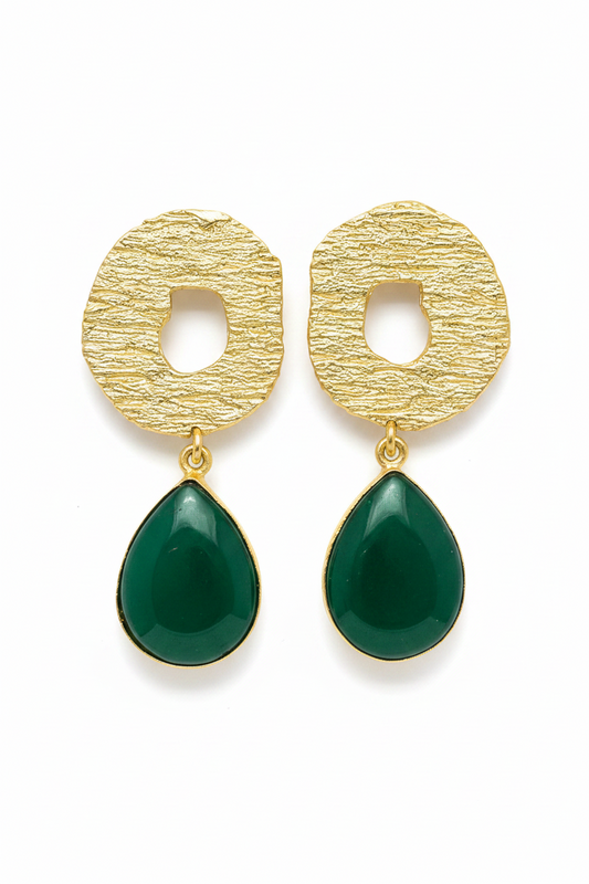 Vinika Emerald Brass Earrings