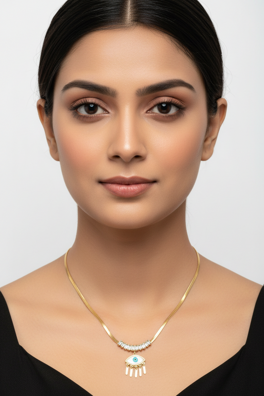 SS Evil Eye Broad Chain Bold Necklace
