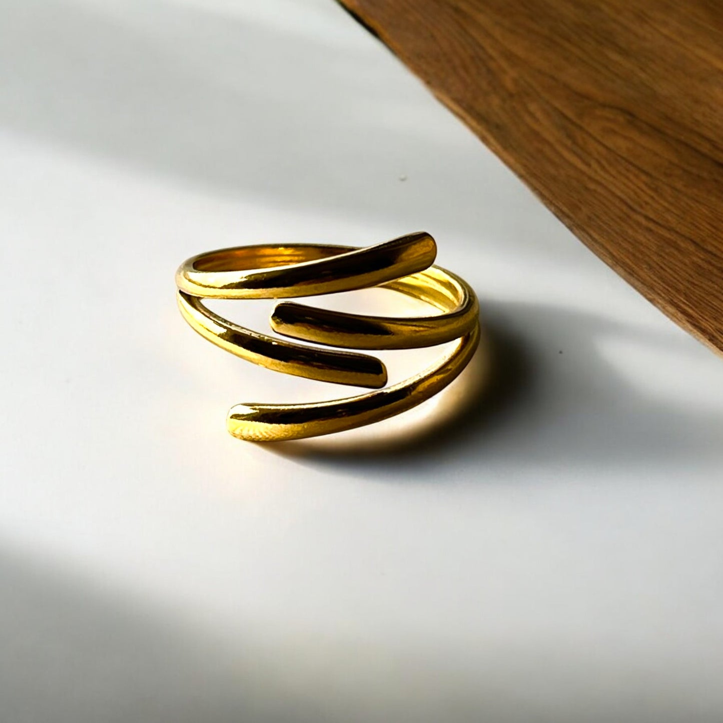 18K Gold Plated Leafy Twist Ring