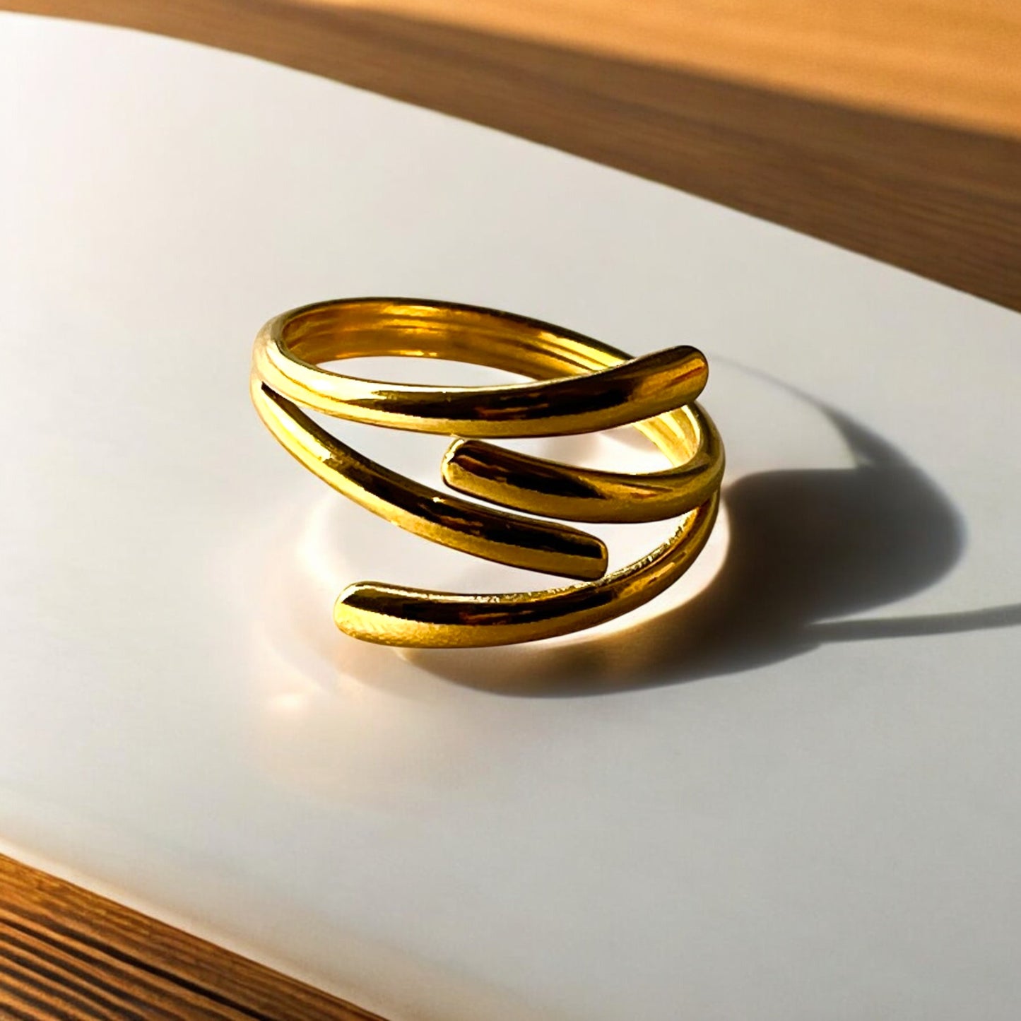 18K Gold Plated Leafy Twist Ring