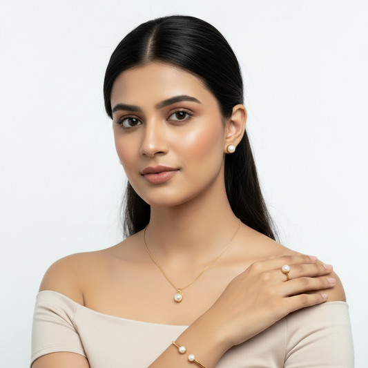 Elegant Freshwater Pearl Jewelry Set Combo