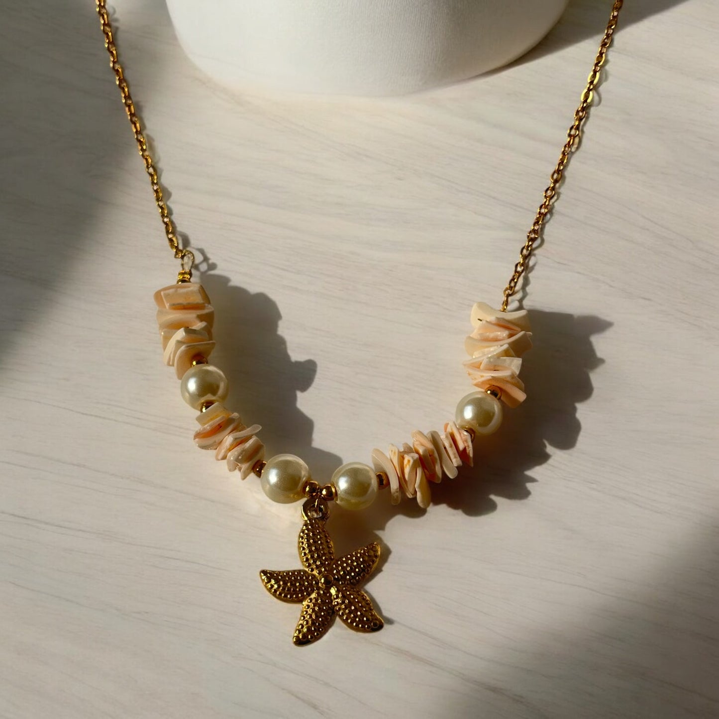 Shell Beads & Star Fish Pendant Necklace