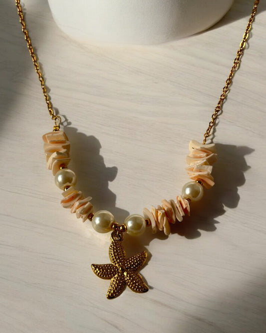 Shell Beads & Star Fish Pendant Necklace