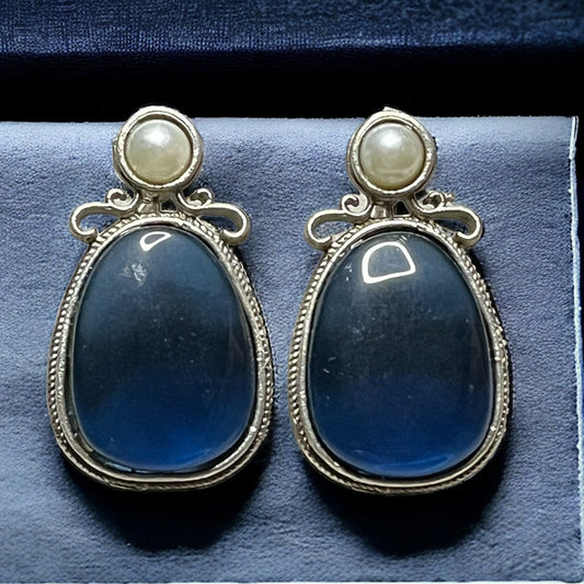 SS Royal Blue Pearl Whispers Earrings