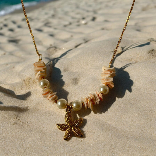 Shell Beads & Star Fish Pendant Necklace